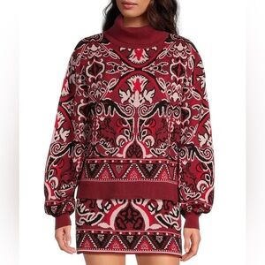 Chelsea & Violet Fair Isle Sweater + Skirt Set – Size S – Burgundy